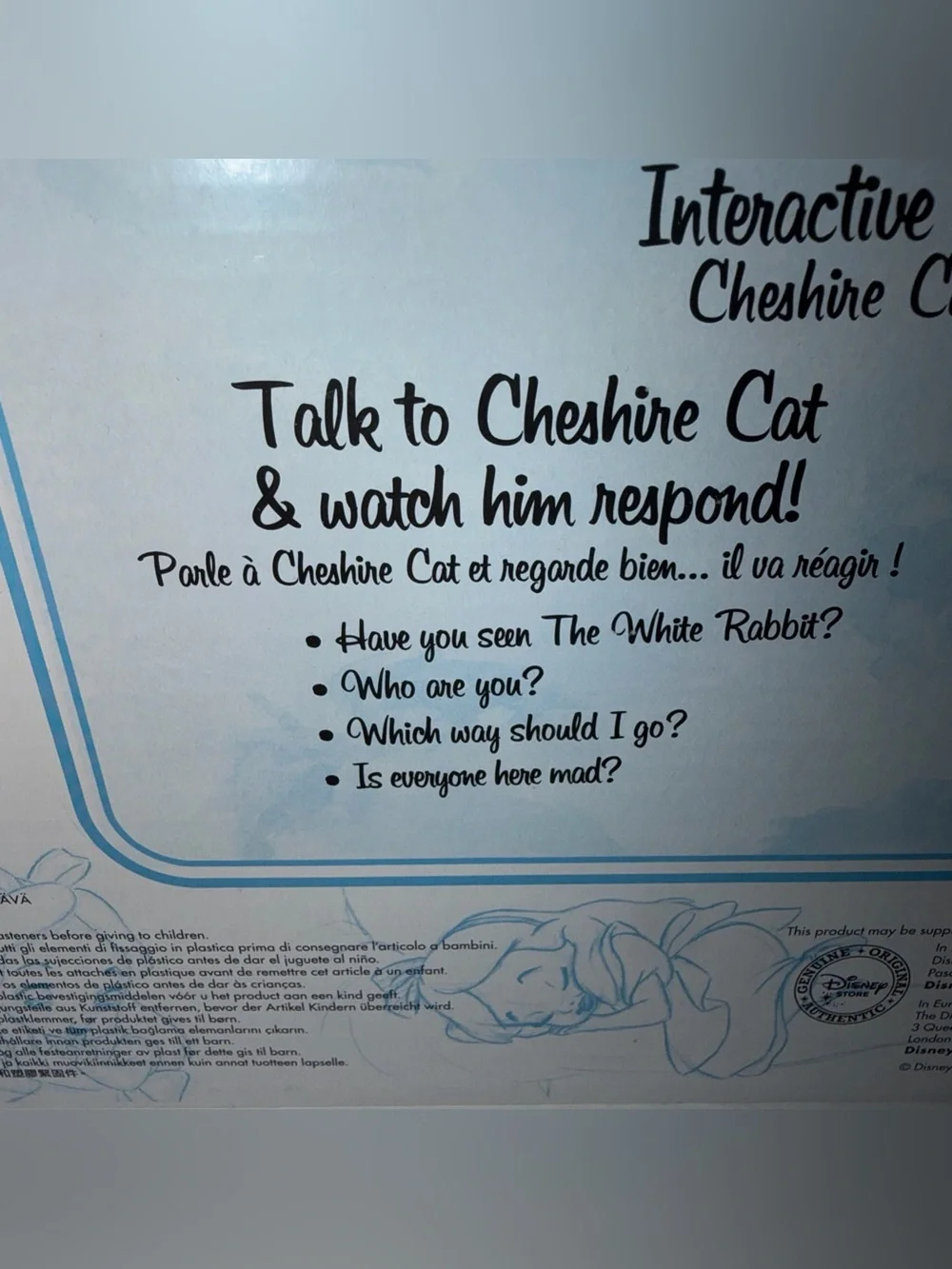 Disney Store Cheshire Cat Interactive Talking Plush Animator Collection Glow New